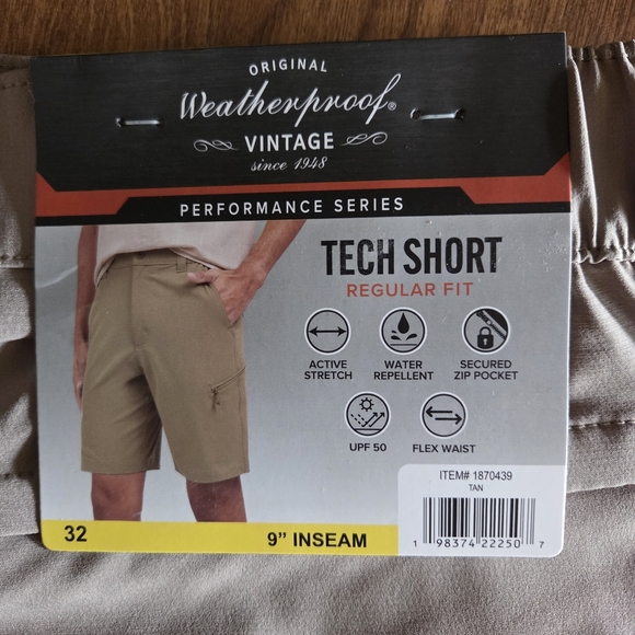 Men's Tan Tech Shorts - Picture 4 of 6